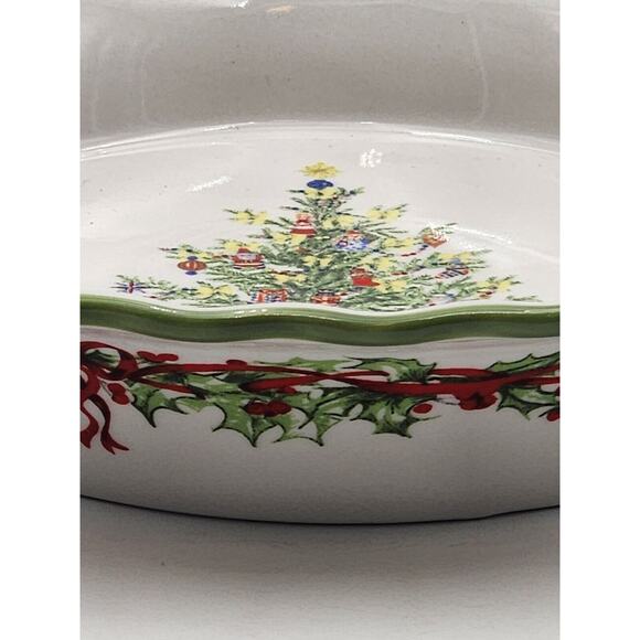 Christopher Radko Traditions Holiday Celebrations Quiche Pie Plate Dish 10" - Picture 3 of 16